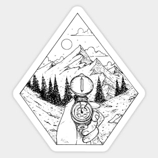 Get Lost Mountain Compass Sticker